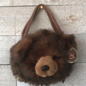 Brown plush bear head purse from the Bearington Collection